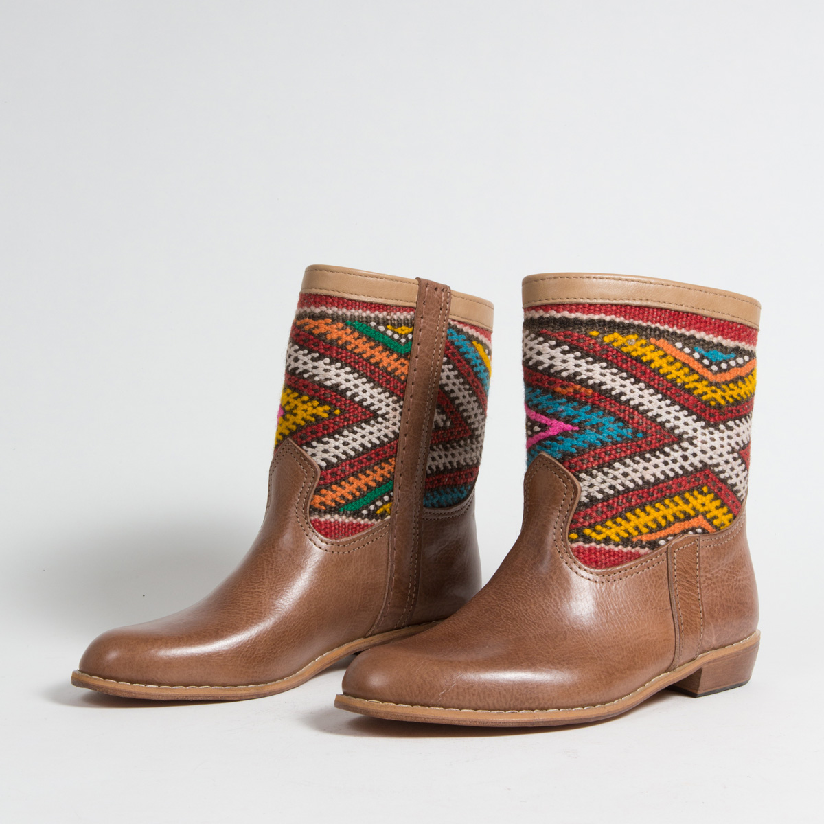 Bottines Kilim cuir mababouche artisanales (Réf. MCH5-40)