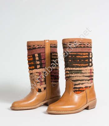 Bottes Kilim cuir mababouche authentiques et éthiques (Réf. GL1-36)