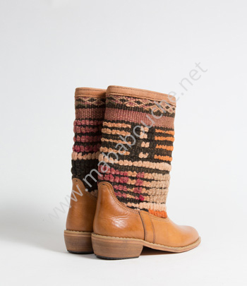 Bottes Kilim cuir mababouche authentiques et éthiques (Réf. GL1-36)