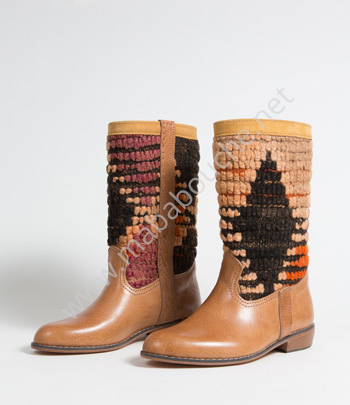 Bottes Kilim cuir mababouche authentiques et éthiques (Réf. GL2-38)