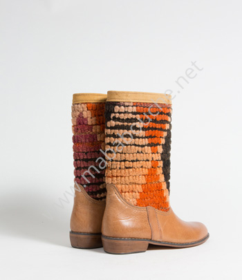 Bottes Kilim cuir mababouche authentiques et éthiques (Réf. GL2-38)