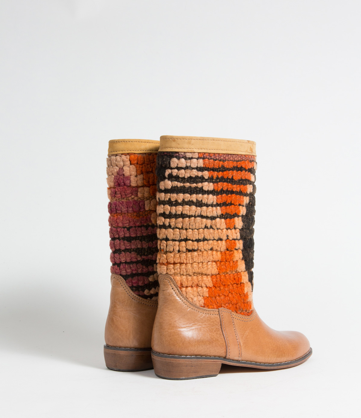 Bottes Kilim cuir mababouche artisanales (Réf. GL2-38)