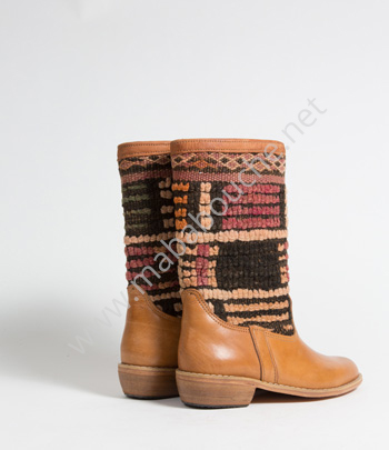 Bottes Kilim cuir mababouche authentiques et éthiques (Réf. GL3-39)