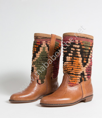 Bottes Kilim cuir mababouche authentiques et éthiques (Réf. GL4-40)