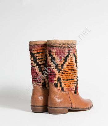 Bottes Kilim cuir mababouche authentiques et éthiques (Réf. GL4-40)