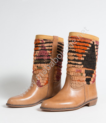 Bottes Kilim cuir mababouche authentiques et éthiques (Réf. GL5-41)