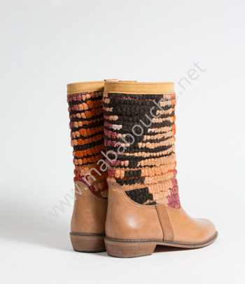 Bottes Kilim cuir mababouche authentiques et éthiques (Réf. GL5-41)