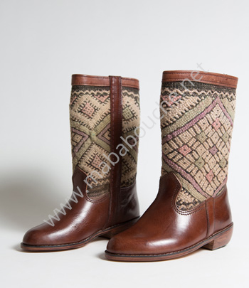 Bottes Kilim cuir mababouche authentiques et éthiques (Réf. LA1-37)