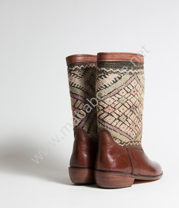 Bottes Kilim cuir mababouche authentiques et éthiques (Réf. LA1-37)