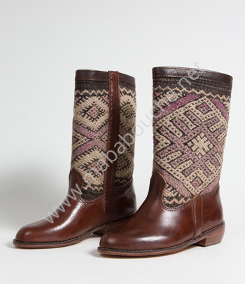 Bottes Kilim cuir mababouche authentiques et éthiques (Réf. LA2-38)