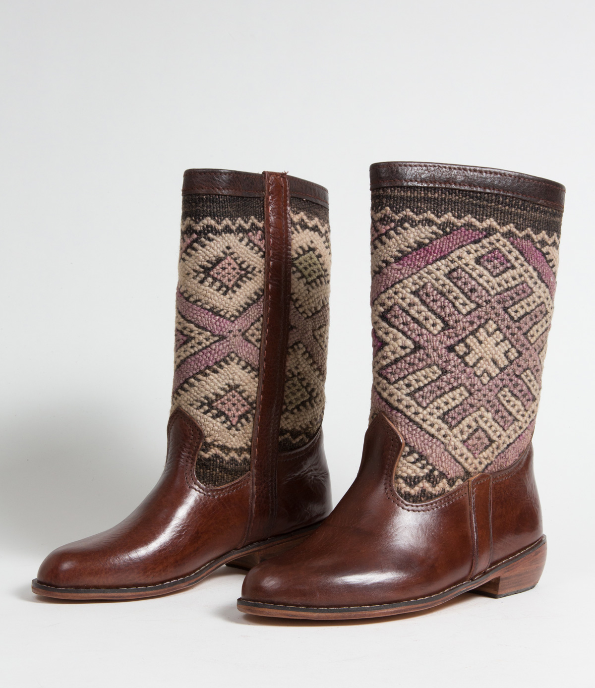 Bottes Kilim cuir mababouche artisanales (Réf. LA2-38)