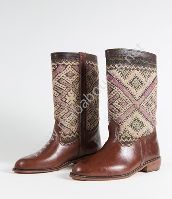 Bottes Kilim cuir mababouche authentiques et éthiques (Réf. LA3-38)