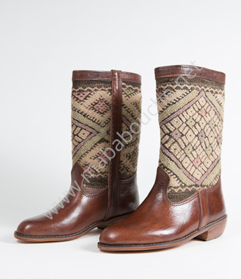 Bottes Kilim cuir mababouche authentiques et éthiques (Réf. LA4-39)