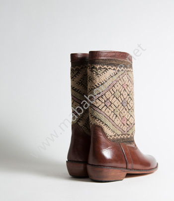 Bottes Kilim cuir mababouche authentiques et éthiques (Réf. LA4-39)