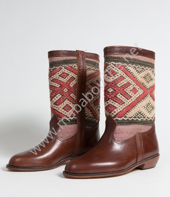 Bottes Kilim cuir mababouche authentiques et éthiques (Réf. LA5-40)