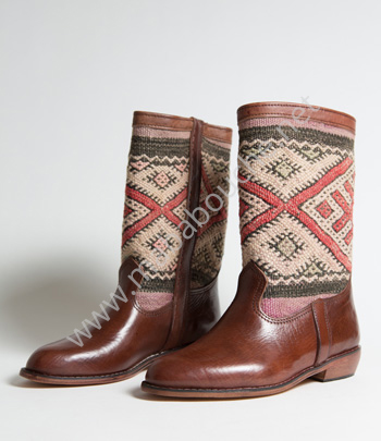 Bottes Kilim cuir mababouche authentiques et éthiques (Réf. LA6-41)