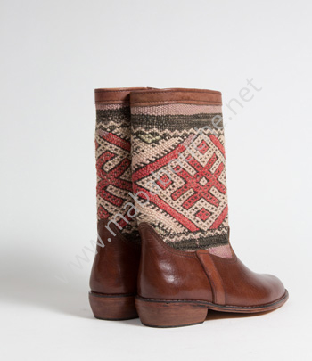 Bottes Kilim cuir mababouche authentiques et éthiques (Réf. LA6-41)