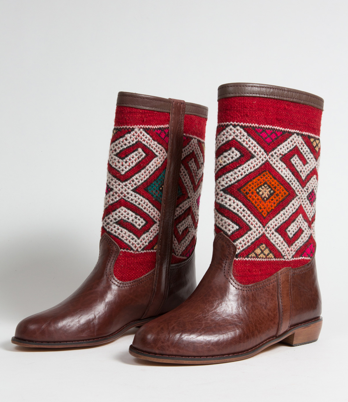 Bottes Kilim cuir mababouche artisanales (Réf. LB1-42)