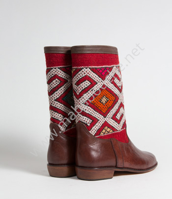 Bottes Kilim cuir mababouche authentiques et éthiques (Réf. LB1-42)