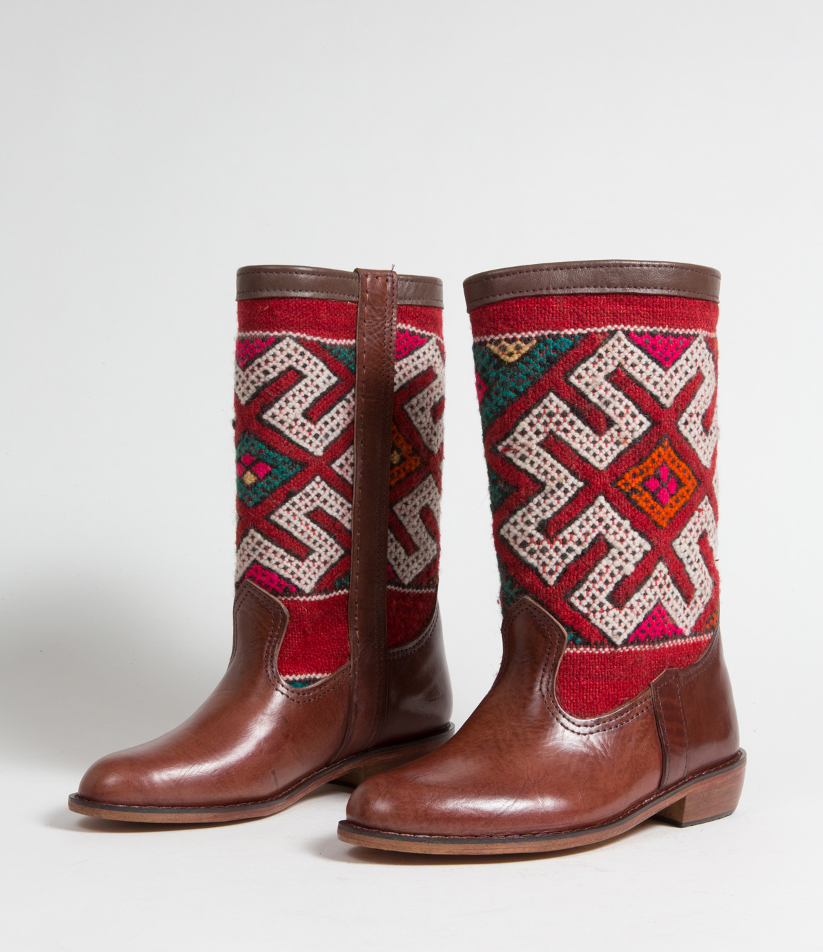 Bottes Kilim cuir mababouche artisanales (Réf. LB2-36)