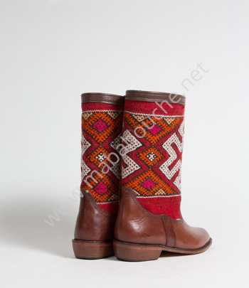 Bottes Kilim cuir mababouche authentiques et éthiques (Réf. LB2-36)