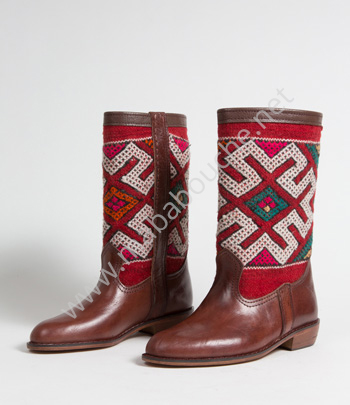 Bottes Kilim cuir mababouche authentiques et éthiques (Réf. LB3-37)