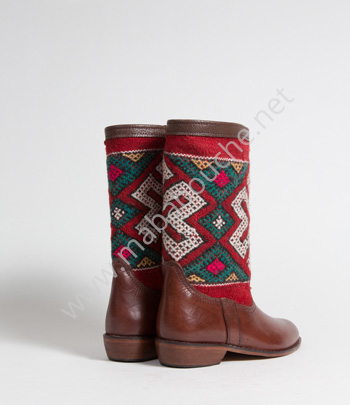 Bottes Kilim cuir mababouche authentiques et éthiques (Réf. LB3-37)