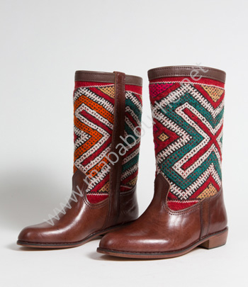 Bottes Kilim cuir mababouche authentiques et éthiques (Réf. LB4-38)