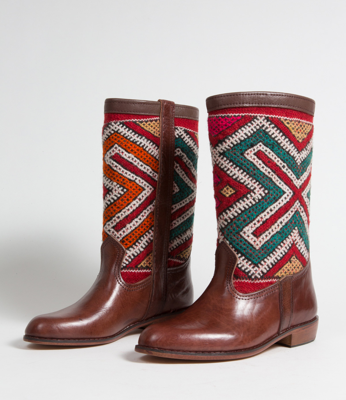 Bottes Kilim cuir mababouche artisanales (Réf. LB4-38)