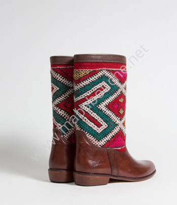 Bottes Kilim cuir mababouche authentiques et éthiques (Réf. LB4-38)