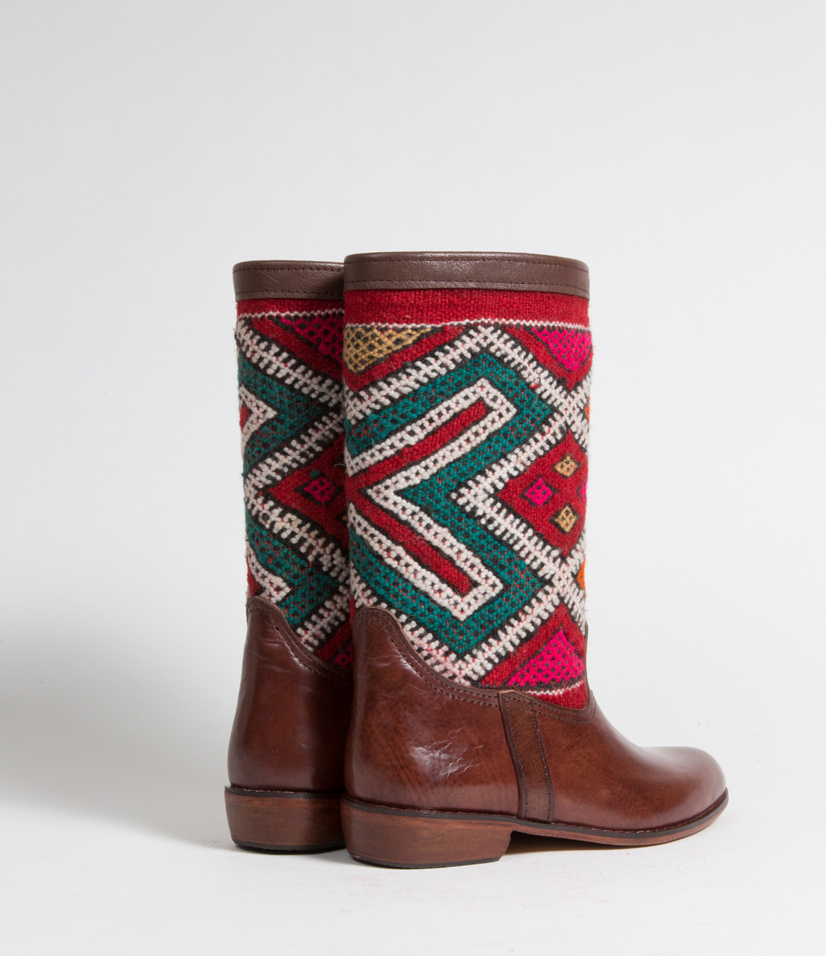 Bottes Kilim cuir mababouche artisanales (Réf. LB4-38)