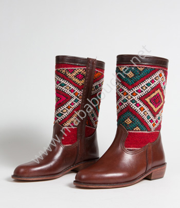 Bottes Kilim cuir mababouche authentiques et éthiques (Réf. LB5-38)