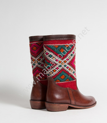 Bottes Kilim cuir mababouche authentiques et éthiques (Réf. LB5-38)