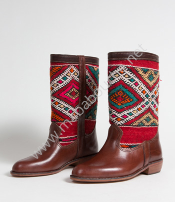 Bottes Kilim cuir mababouche authentiques et éthiques (Réf. LB6-39)