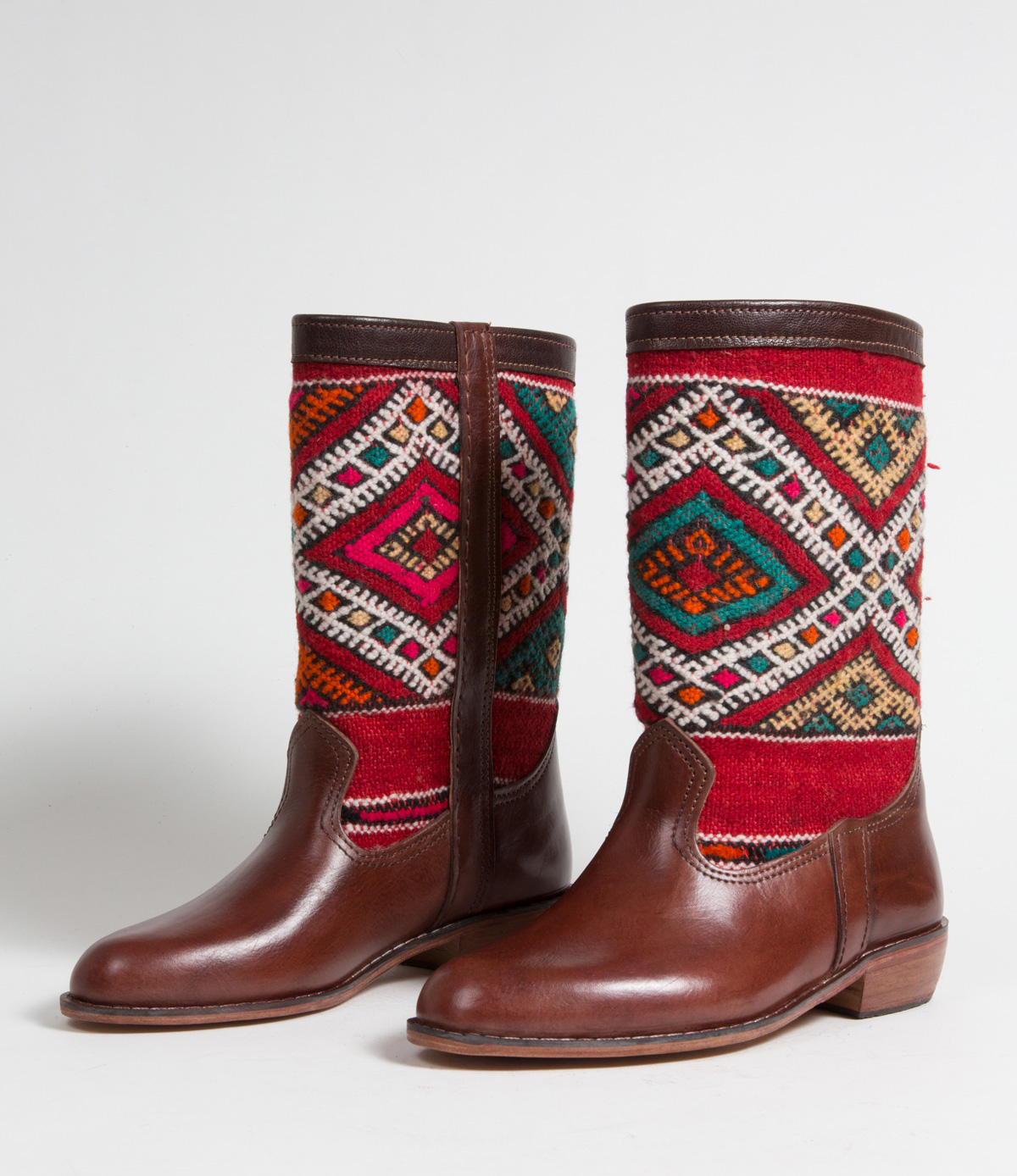 Bottes Kilim cuir mababouche artisanales (Réf. LB6-39)