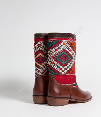 Bottes Kilim cuir mababouche authentiques et éthiques (Réf. LB6-39)