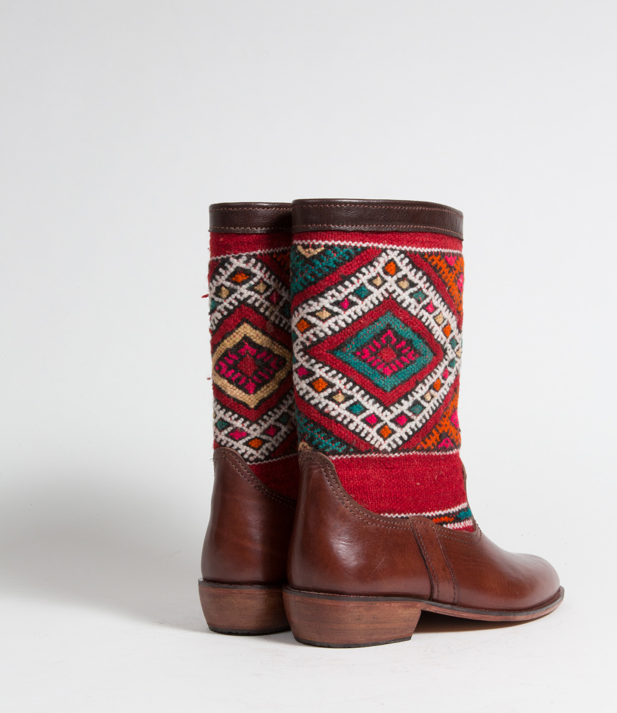 Bottes Kilim cuir mababouche artisanales (Réf. LB6-39)