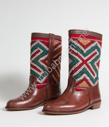 Bottes Kilim cuir mababouche authentiques et éthiques (Réf. LB7-40)