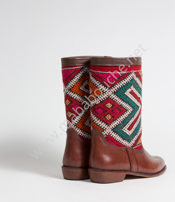 Bottes Kilim cuir mababouche authentiques et éthiques (Réf. LB7-40)