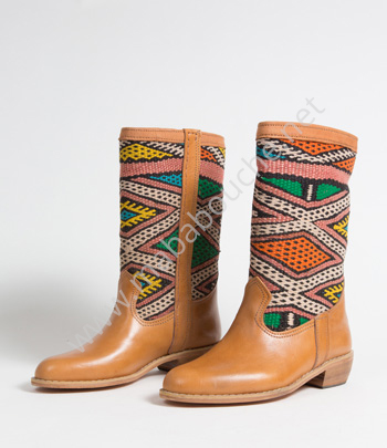 Bottes Kilim cuir mababouche authentiques et éthiques (Réf. LOL1-39)