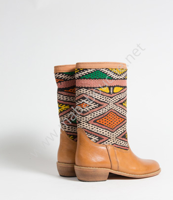 Bottes Kilim cuir mababouche authentiques et éthiques (Réf. LOL1-39)