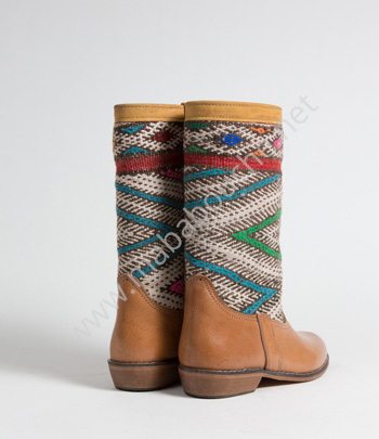 Bottes Kilim cuir mababouche authentiques et éthiques (Réf. MCL1-38)