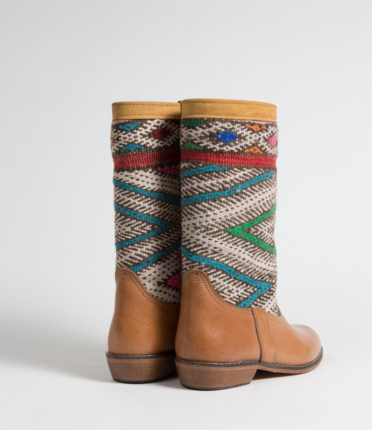 Bottes Kilim cuir mababouche artisanales (Réf. MCL1-38)