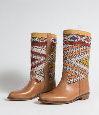 Bottes Kilim cuir mababouche authentiques et éthiques (Réf. MCL2-39)