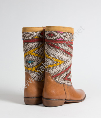 Bottes Kilim cuir mababouche authentiques et éthiques (Réf. MCL2-39)