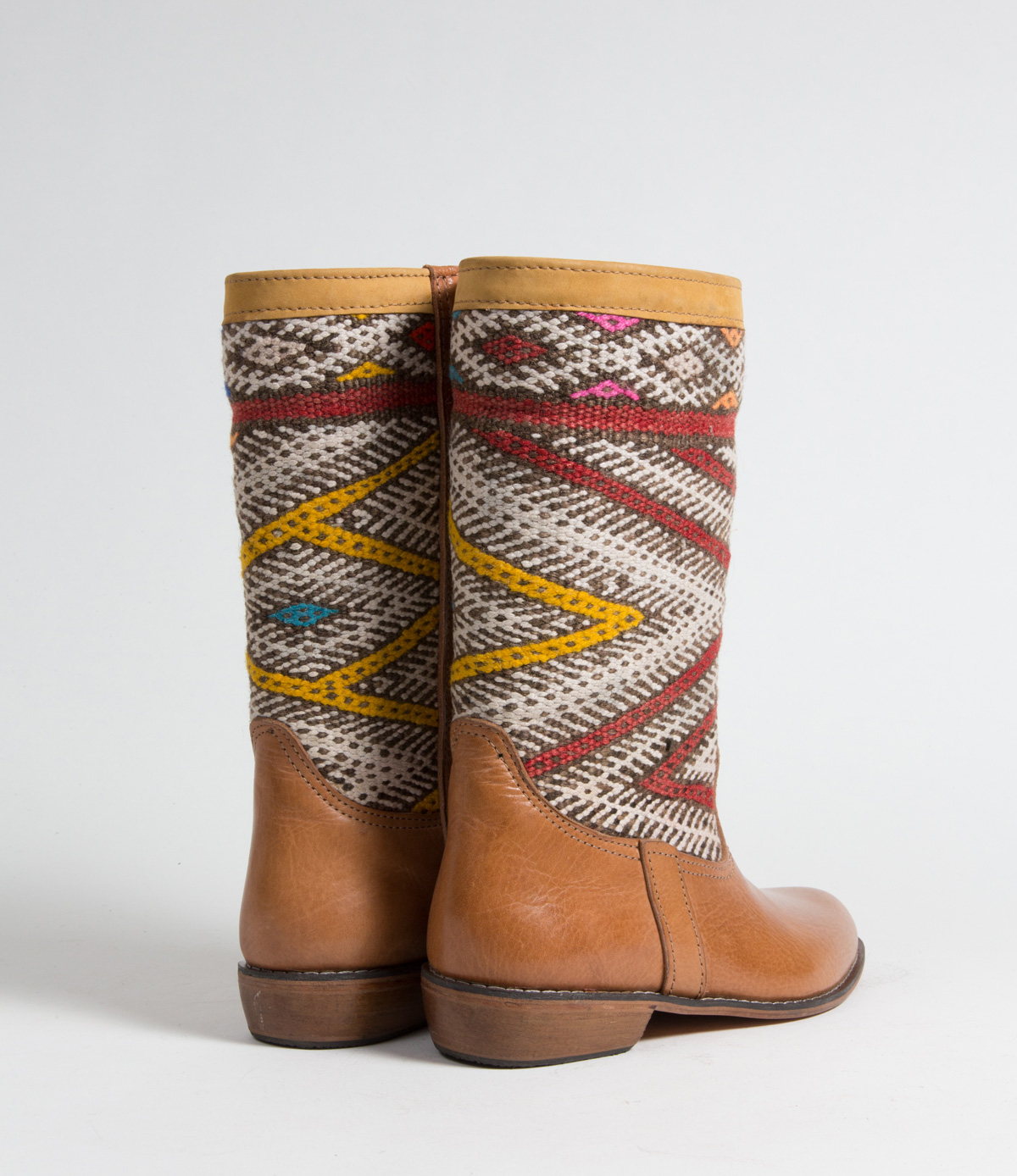 Bottes Kilim cuir mababouche artisanales (Réf. MCL2-39)