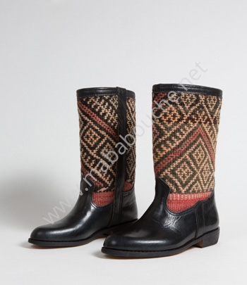 Bottes Kilim cuir mababouche authentiques et éthiques (Réf. RPNL1-37)