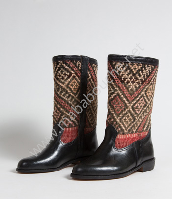 Bottes Kilim cuir mababouche authentiques et éthiques (Réf. RPNL2-38)