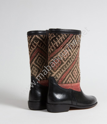 Bottes Kilim cuir mababouche authentiques et éthiques (Réf. RPNL2-38)