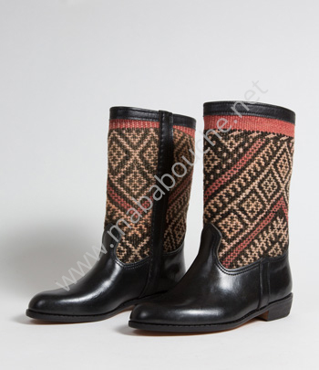 Bottes Kilim cuir mababouche authentiques et éthiques (Réf. RPNL4-40)